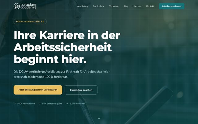 Startseite der Auraplan Academy