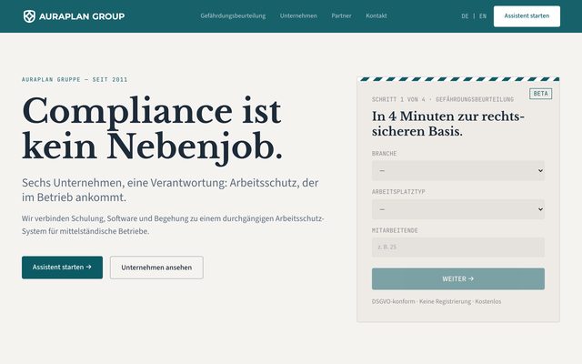Startseite der Auraplan Group